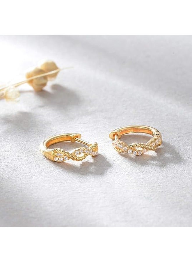 Mevecco Women Huggie Hoop Earrings Gold Ear Stud Cuff 14K Gold Filled Small Boho Beach Simple Delicate Handmade Hypoallergenic Jewelry Gift - Image 5