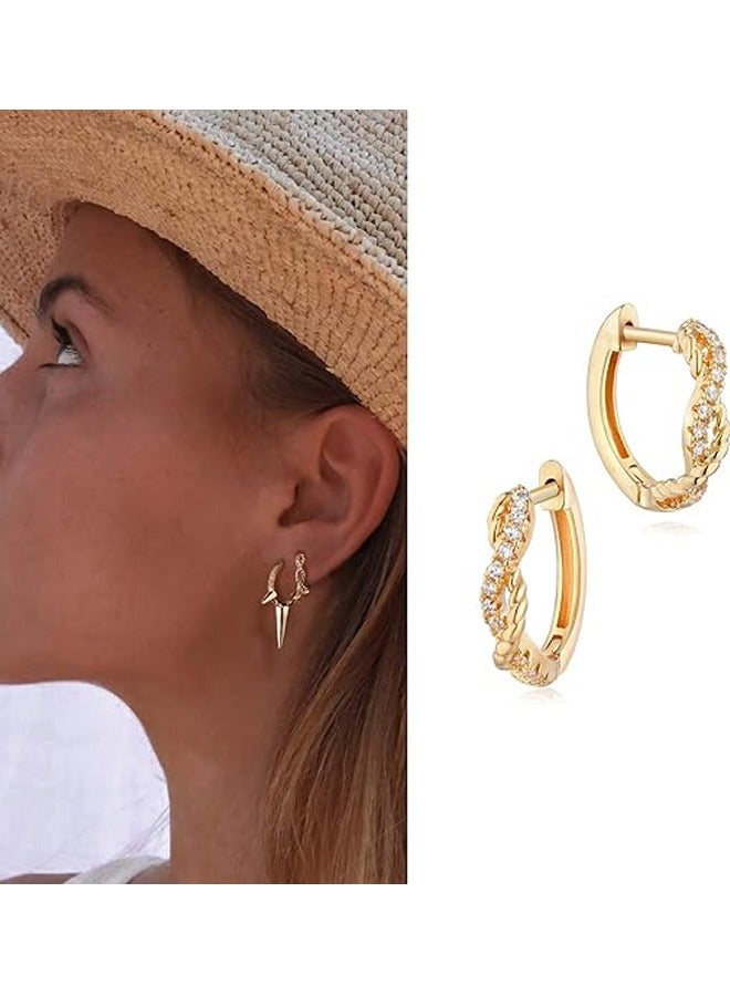 Mevecco Women Huggie Hoop Earrings Gold Ear Stud Cuff 14K Gold Filled Small Boho Beach Simple Delicate Handmade Hypoallergenic Jewelry Gift - Image 3