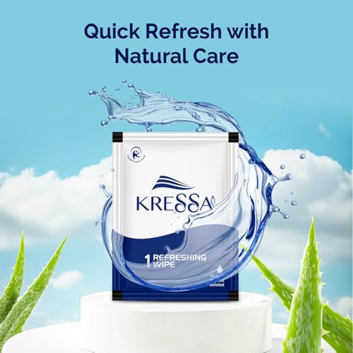 KRESSA Refreshing And Cleansing Wet Wipes | PH Balanced | 1 X 150 Pouch (150), Multicolor - Image 4
