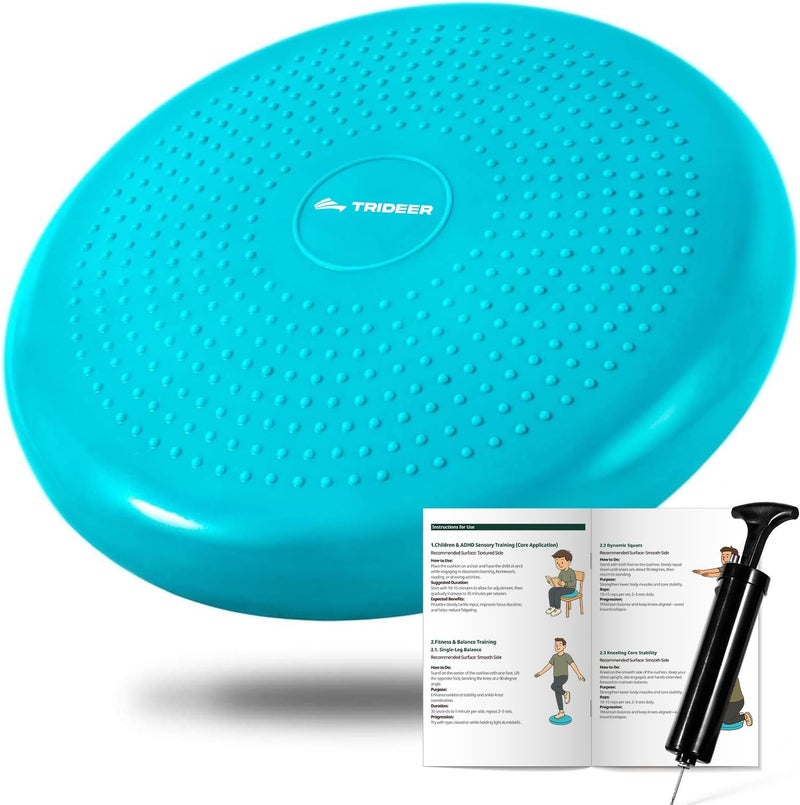 Trideer Wobble Cushion Core Balance Disc, Flexible Seating for Classroom Elementary, Wiggle Seat for Sensory Kids, Balance Pad with Inflation Pump - Image 1
