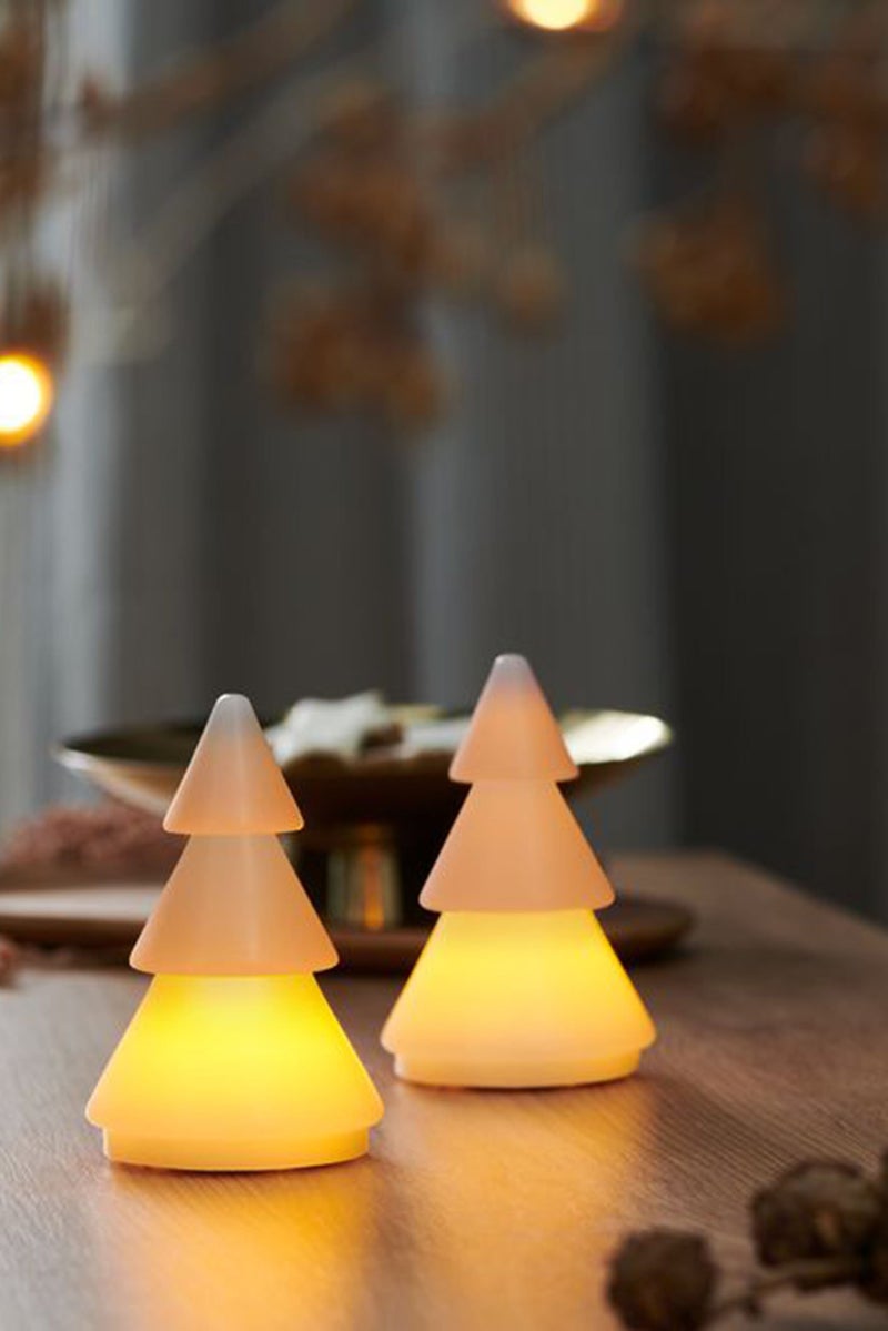 Tchibo 2 Piece Led Real Wax Fit Trees, White - Image 1