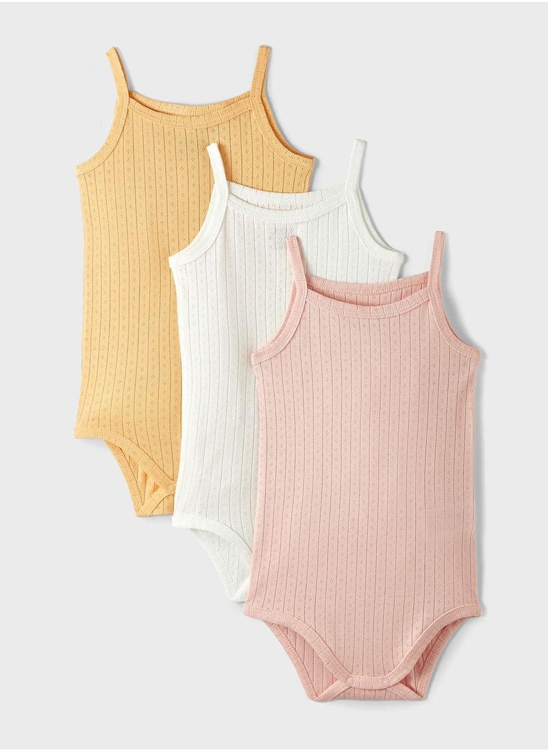 JUNE Kids 3 Pack Openwork Strappy Onesies  - Image 1