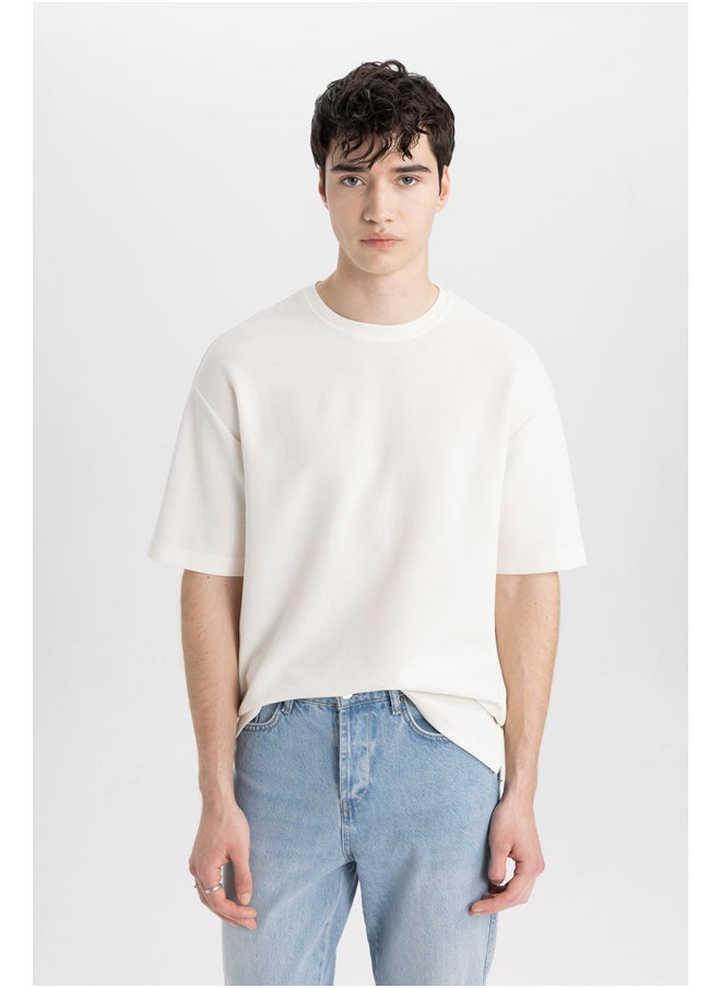 DeFacto - Man Comfort Fit Crew Neck Short Sleeve Knitted T-Shirt - Image 1