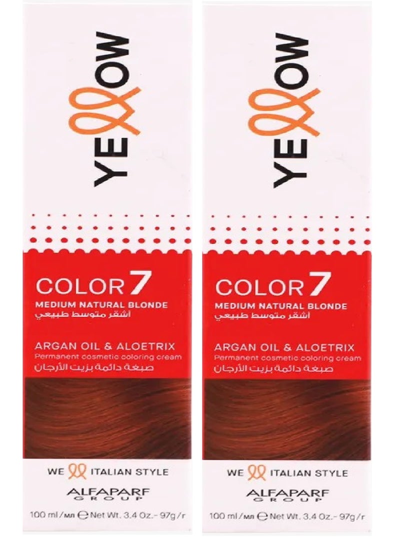يلو قطعتين من صبغة الشعر الدائم 7 اشقر متوسط طبيعي 100x2 مل - Image 3