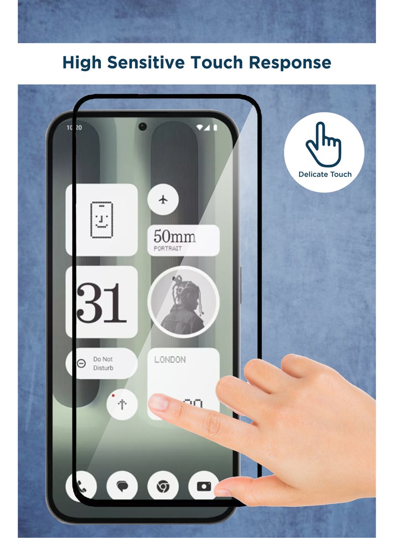 حماية شاشة زجاجية مقساة لهاتف Nothing Phone 2A Plus - لمسة حساسة، شفافية أعلى، حافة أقوى، مقاومة للانفجار، مضادة لبصمات الأصابع، مقاومة للخدش وخالية من الفقاعات - أسود - Image 2