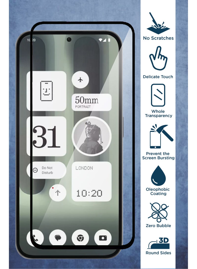 حماية شاشة زجاجية مقساة لهاتف Nothing Phone 2A Plus - لمسة حساسة، شفافية أعلى، حافة أقوى، مقاومة للانفجار، مضادة لبصمات الأصابع، مقاومة للخدش وخالية من الفقاعات - أسود - Image 3