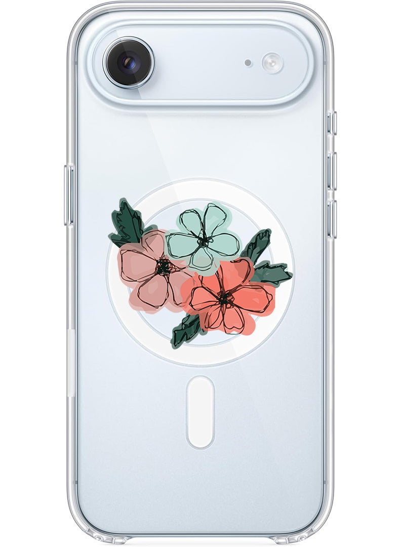 Theodor Magnetic Case for Apple iPhone 17 Air Compatible with MagSafe Wireless Charging, Shockproof Phone Bumper Cover - Flowers - Image 1