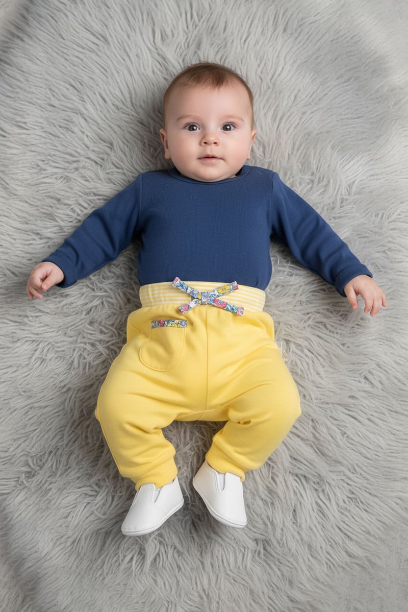 Hamleys Toddlers Boy Drawstring Solid Jogger Pants, Yellow - Image 1