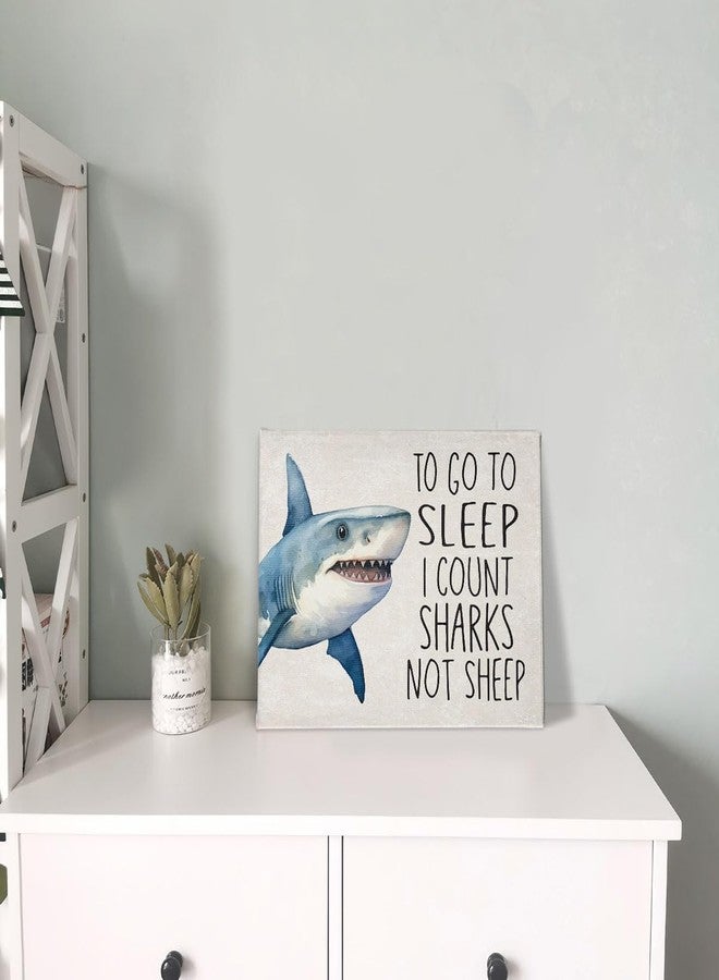 PHAMTE To Go To Sleep i Count Sharks Not Sheep Wall Art, Shark Room Decor & Ocean Shark Themed Poster Print Framed Canvas Artwork For Home, Kids Room, Bedroom, Nursery Decor(11x14 inches) - Image 4