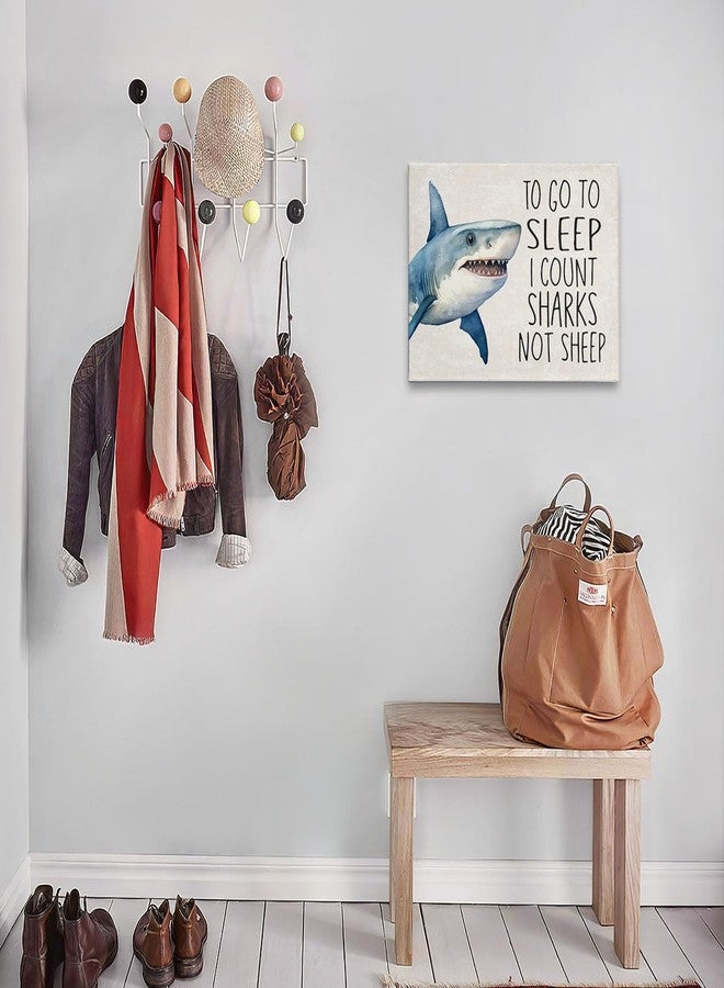 PHAMTE To Go To Sleep i Count Sharks Not Sheep Wall Art, Shark Room Decor & Ocean Shark Themed Poster Print Framed Canvas Artwork For Home, Kids Room, Bedroom, Nursery Decor(11x14 inches) - Image 2