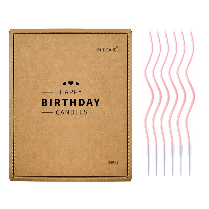 PHD CAKE 24-Count Pearl Pink Spiral Long Thin Birthday Candles, Cake Candles, Birthday Parties, Wedding Decorations, Party Candles - Image 1