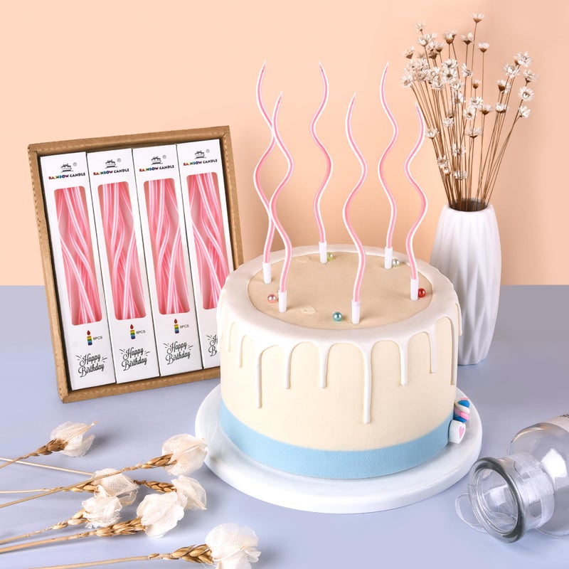 PHD CAKE 24-Count Pearl Pink Spiral Long Thin Birthday Candles, Cake Candles, Birthday Parties, Wedding Decorations, Party Candles - Image 4
