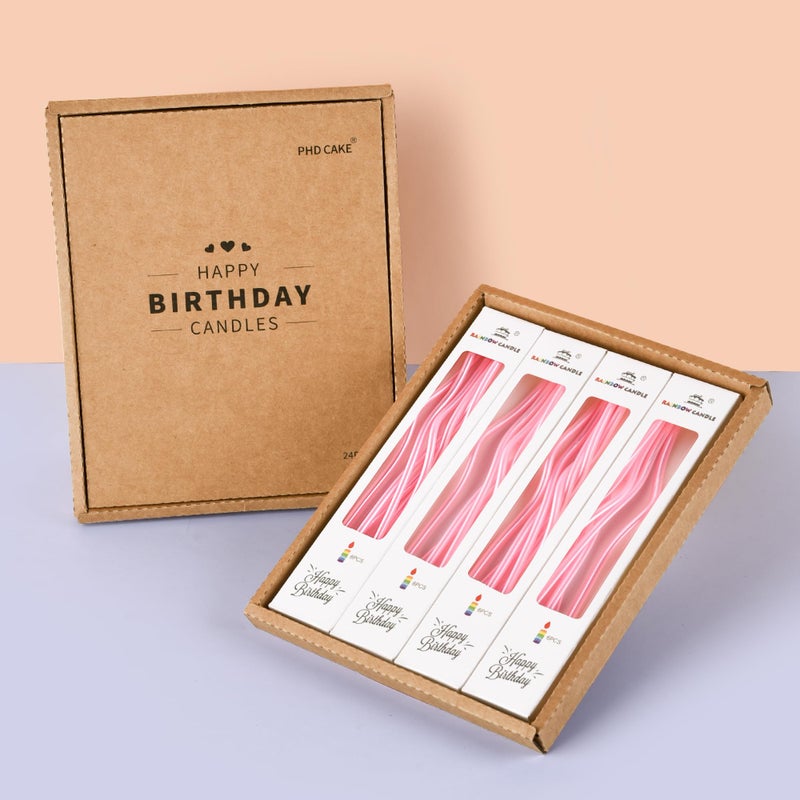 PHD CAKE 24-Count Pearl Pink Spiral Long Thin Birthday Candles, Cake Candles, Birthday Parties, Wedding Decorations, Party Candles - Image 2