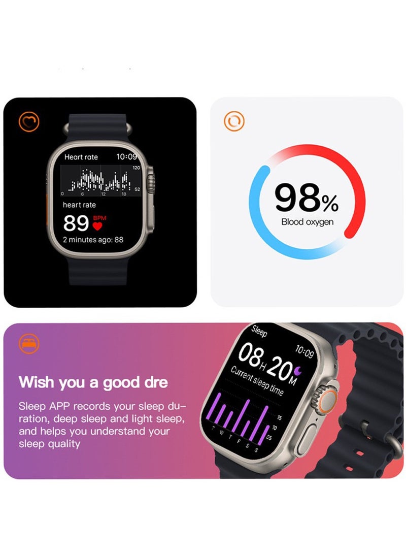 2.09-inch T900 Ultra Bluetooth Smart Watch Suitable For Voice Calls, Sports, Fitness,Sleep Monitoring,Iwatch for Women and Men(grey-white)