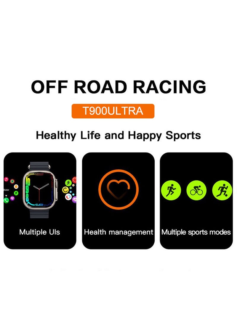 2.09-inch T900 Ultra Bluetooth Smart Watch Suitable For Voice Calls, Sports, Fitness,Sleep Monitoring,Iwatch for Women and Men(grey-white)