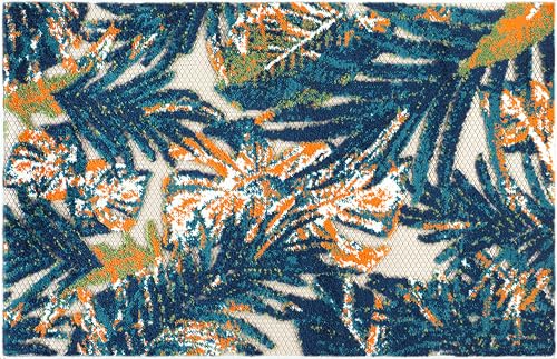 Rugshop Tropical Floral Leaves IndoorOutdoor Area Rug Durable Polypropylene NonShedding Easy to Clean Perfect for Patio Backyard Deck and Outdoor Lounge High Traffic Areas 27 x 4 - Image 3