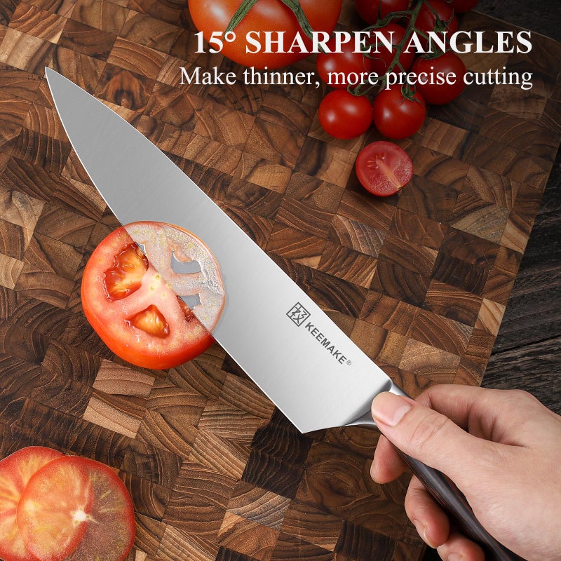 KEEMAKE Chef Knife 8 inch - Sharp Kitchen Knife High Carbon Stainless Steel Blade, Gyuto Knife Ergonomic Wood Handle, Professional Chefâ€™s Knife for Home Kitchen and restaurant - Image 4