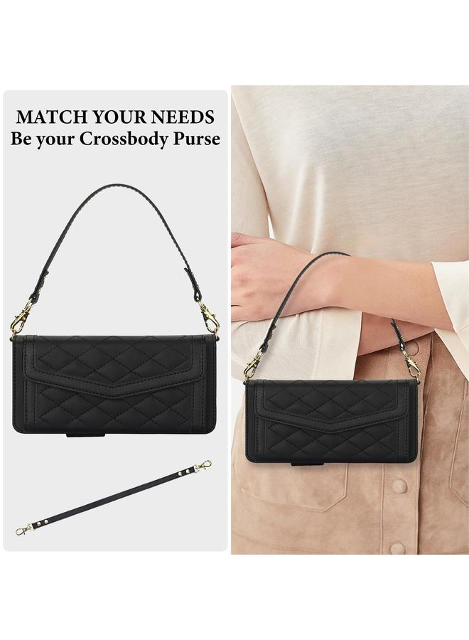 S-TOP Case For Samsung Galaxy Z Fold3 5G Splicing Rhombic Texture Card Holder Phone Case with Lanyard, Not Included Pen - Image 5