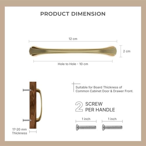 LAPO 4 Inch Kitchen Cabinet Handles Set, Drawer and Cupboard Pull Handles for Furniture, Easy Fit Design, DIY Installation, Hole to Hole Size 10 cm, Strong Build Quality (Antique Gold, Pack of 6) - Image 2