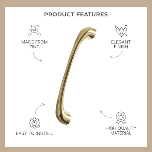 LAPO 4 Inch Kitchen Cabinet Handles Set, Drawer and Cupboard Pull Handles for Furniture, Easy Fit Design, DIY Installation, Hole to Hole Size 10 cm, Strong Build Quality (Antique Gold, Pack of 6) - Image 3