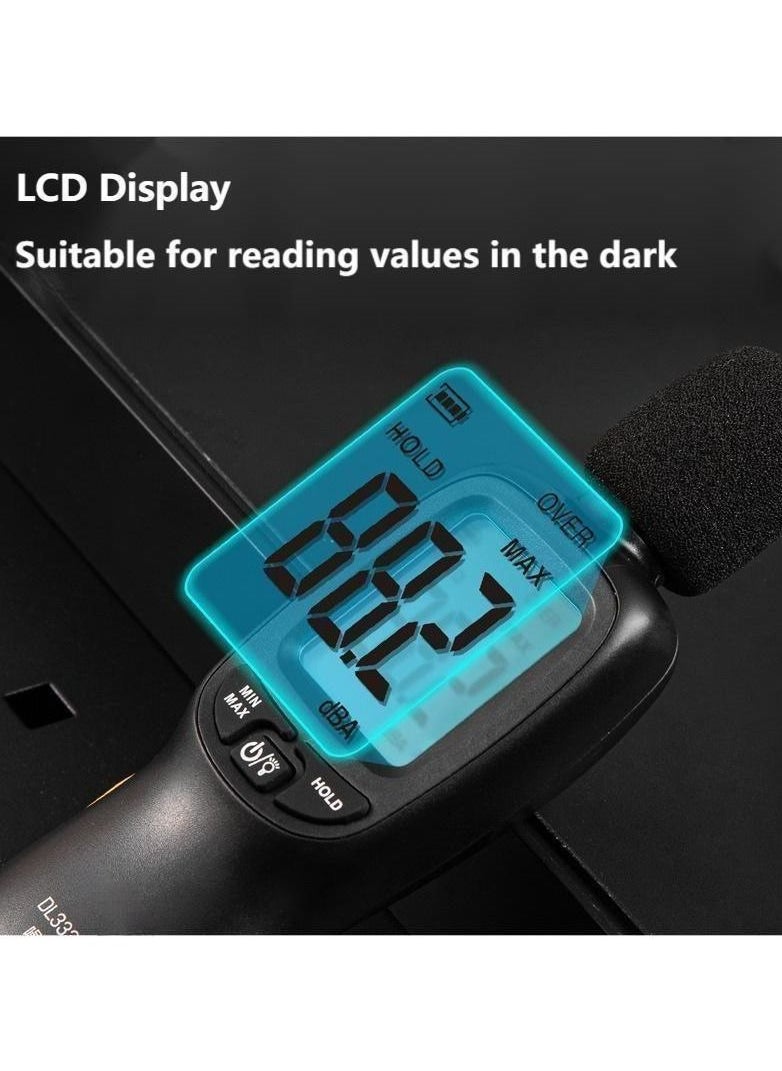 شاشات الكريستال السائل الرقمية قياس مستوى الصوت الضوضاء متر ديسيبل رصد اختبار 30-130db SPL الجدول ، تنطبق على الفصول الدراسية والمكاتب والمصانع  - Image 4