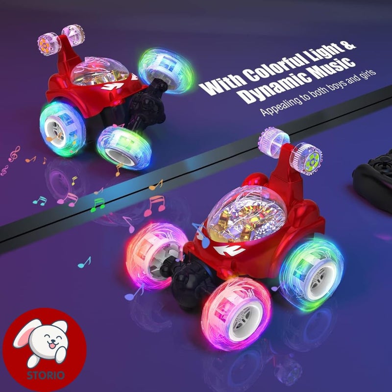 Storio سيارة تحكم عن بعد قابلة لإعادة الشحن تدور وتتحرك بهلوانياً للأطفال، لعبة سيارات على الطرق الوعرة، شاحنة وحش للأطفال، سيارة تسلق الصخور (ألوان عشوائية) - Image 3