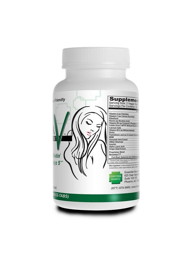 Essential Source Bonita V Vegan Hair Nails and Skin Vitamins for Women - 20 Active Ingredients Including Biotin - Stronger Nails, Healthy Skin, Hair Growth - 180 EZ-TAB Veggie Tablets - Image 4