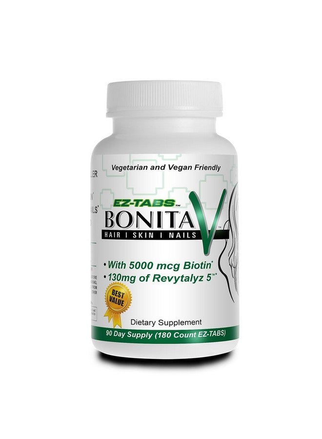 Essential Source Bonita V Vegan Hair Nails and Skin Vitamins for Women - 20 Active Ingredients Including Biotin - Stronger Nails, Healthy Skin, Hair Growth - 180 EZ-TAB Veggie Tablets - Image 1