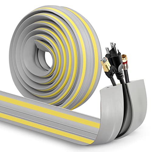 Eapele Floor Cable Cover Protector,Heavy Duty PVC Duct Easy to Unroll,Prevent Cable Trips and Protect Wires,Perfect for Home Office or Outdoor (Gray - 10ft) - Image 1