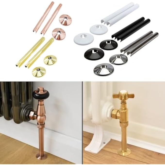 2 PCSPIPES RADIATOR PIPE COVERS SLEEVE 15MM COLLARS CUT FIT BATHROOM CHROME(ROSE GOLD) - Image 3