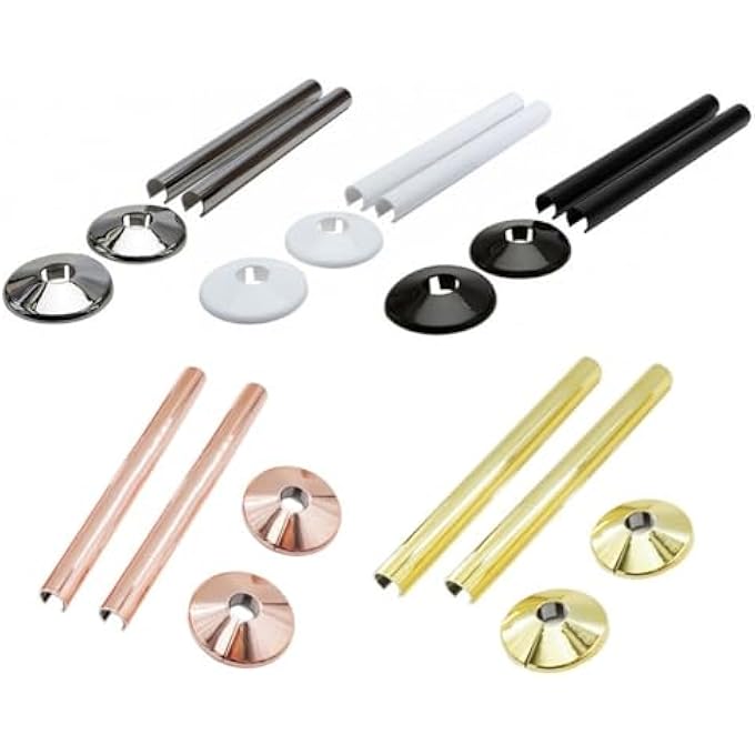 2 PCSPIPES RADIATOR PIPE COVERS SLEEVE 15MM COLLARS CUT FIT BATHROOM CHROME(ROSE GOLD) - Image 2