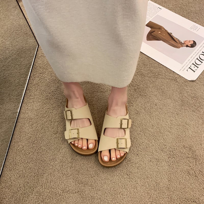 2025 Summer Thick Sole Slide Sandals with Buckle, Plus Size Beach Clogs - Image 3