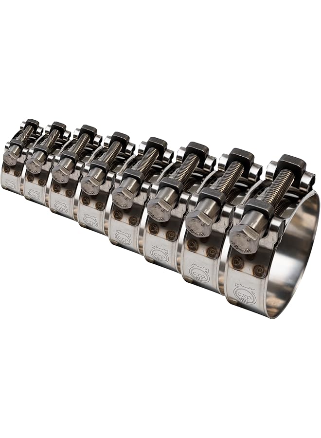 promass TT Heavy Duty Hose Clamp Assortment Kit, 304 Stainless Steel T-Bolt, Adjustable 3/4"-1-11/16" (17-43mm), 8 Sizes, 8-Piece Set for Automotive, Plumbing, and Garden Use - Image 1