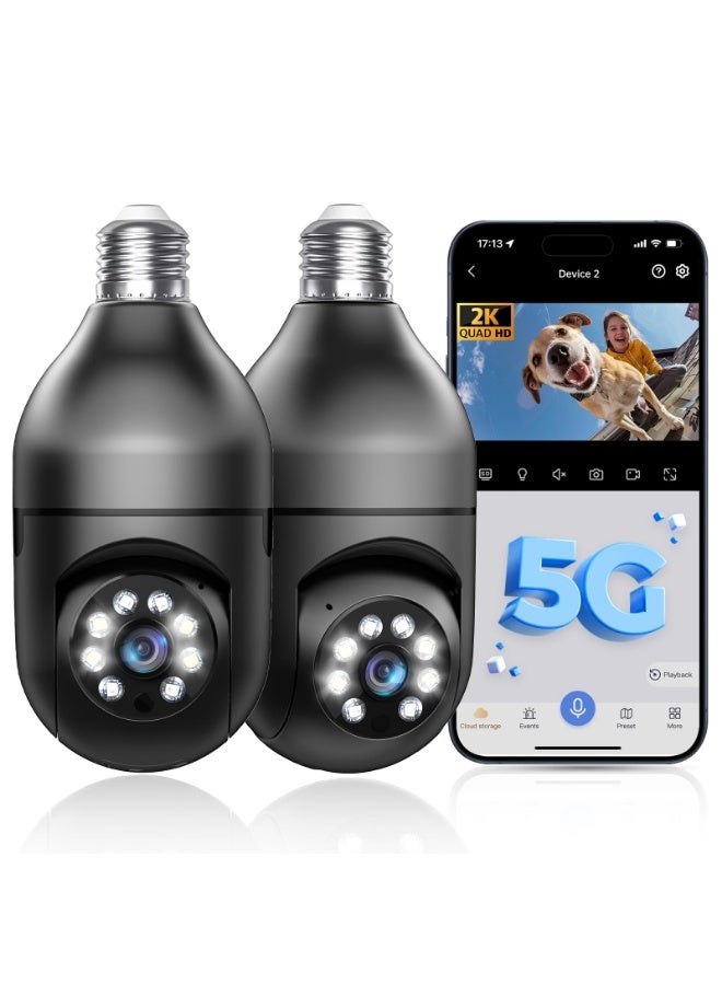 Bukela 5G Security Bulb, WiFi 2K, Wireless Outdoor Security Cameras, EseeCloud, 360 Eagle Eye Camera, Motion Detection, Alarm Siren, Two Way Spotlight, Vision - Image 1