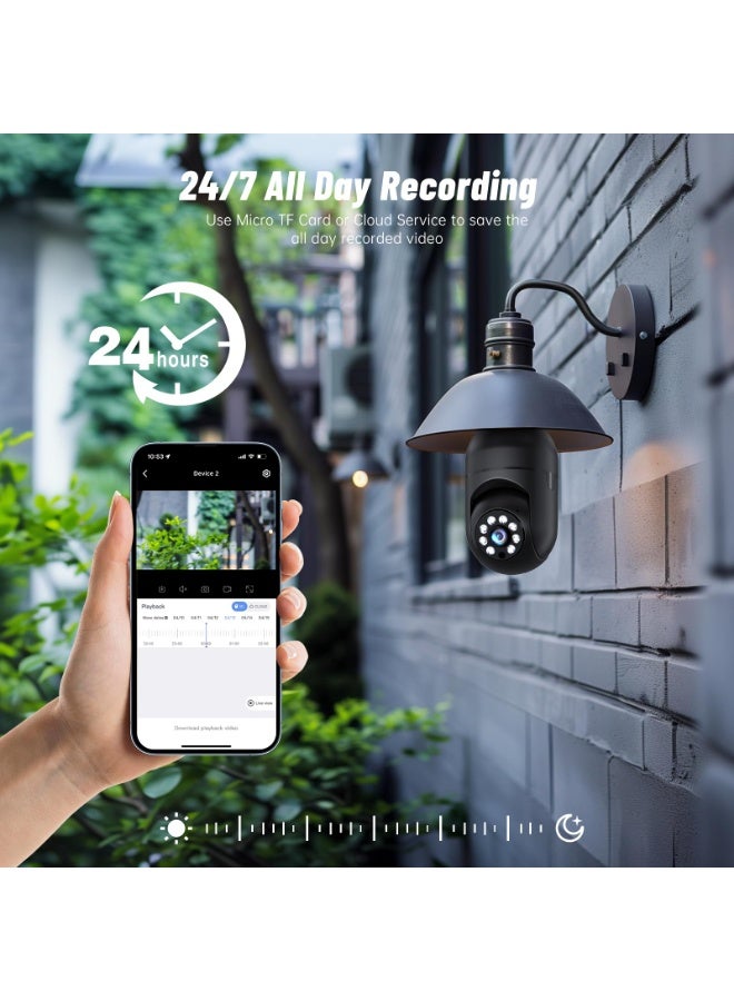 Bukela 5G Security Bulb, WiFi 2K, Wireless Outdoor Security Cameras, EseeCloud, 360 Eagle Eye Camera, Motion Detection, Alarm Siren, Two Way Spotlight, Vision - Image 2