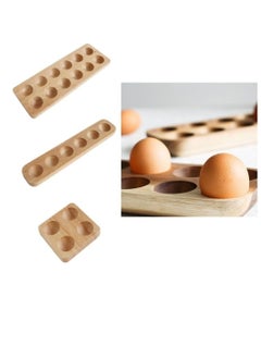 Bukela 1PCS Wood Egg Tray, 12 Holes Egg Storage Rack Japanese-Style Wooden Egg Holder Egg Plate Egg Display Tray(12 Holes)  - Image 2