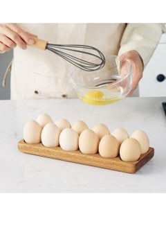 Bukela 1PCS Wood Egg Tray, 12 Holes Egg Storage Rack Japanese-Style Wooden Egg Holder Egg Plate Egg Display Tray(12 Holes)  - Image 3