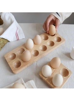 Bukela 1PCS Wood Egg Tray, 12 Holes Egg Storage Rack Japanese-Style Wooden Egg Holder Egg Plate Egg Display Tray(12 Holes)  - Image 4