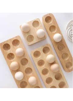 Bukela 1PCS Wood Egg Tray, 12 Holes Egg Storage Rack Japanese-Style Wooden Egg Holder Egg Plate Egg Display Tray(12 Holes)  - Image 5