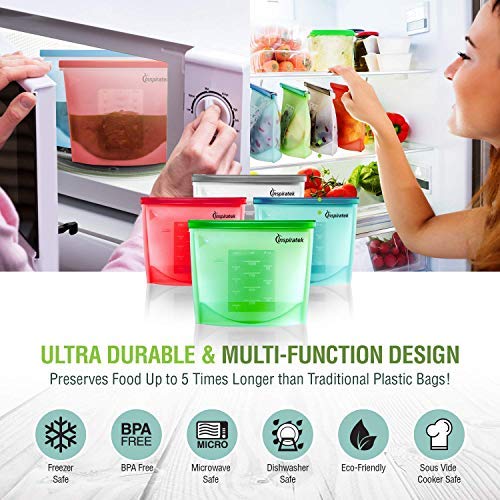 Femora Silicone Food Bag Reusable Seal Storage Container Silicone Food Preservation Bag Freezer LeakProof Cooking Ziplock Bags Blue 1500ml - Image 5