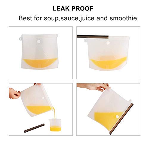 Femora Silicone Food Bag Reusable Seal Storage Container Silicone Food Preservation Bag Freezer LeakProof Cooking Ziplock Bags Blue 1500ml - Image 4