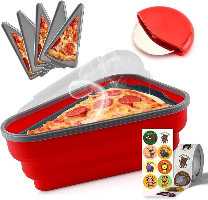 MAPPLE CREATION Pizza Containers with LidsReusable Pizza Storage Container with 5 Microwavable Serving Trays Collapsible Pizza Slice Container - Image 1