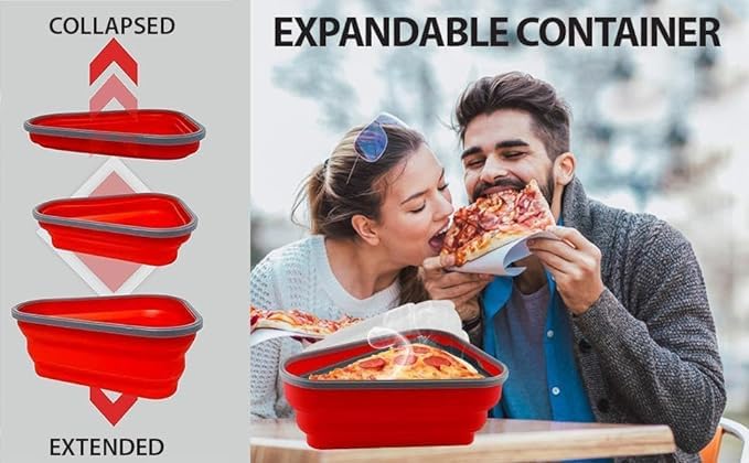 MAPPLE CREATION Pizza Containers with LidsReusable Pizza Storage Container with 5 Microwavable Serving Trays Collapsible Pizza Slice Container - Image 5