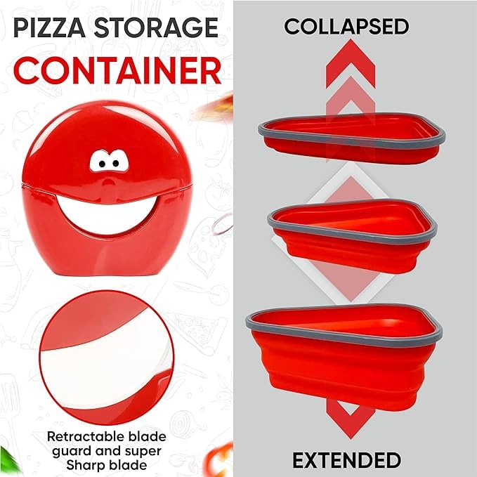 MAPPLE CREATION Pizza Containers with LidsReusable Pizza Storage Container with 5 Microwavable Serving Trays Collapsible Pizza Slice Container - Image 4