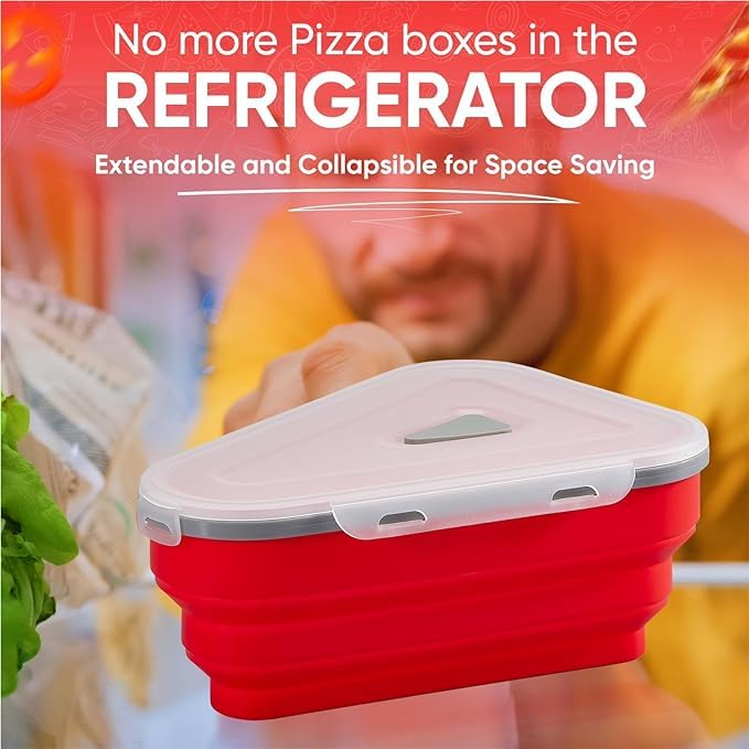 MAPPLE CREATION Pizza Containers with LidsReusable Pizza Storage Container with 5 Microwavable Serving Trays Collapsible Pizza Slice Container - Image 3