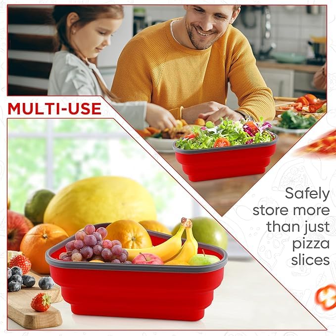 MAPPLE CREATION Pizza Containers with LidsReusable Pizza Storage Container with 5 Microwavable Serving Trays Collapsible Pizza Slice Container - Image 2