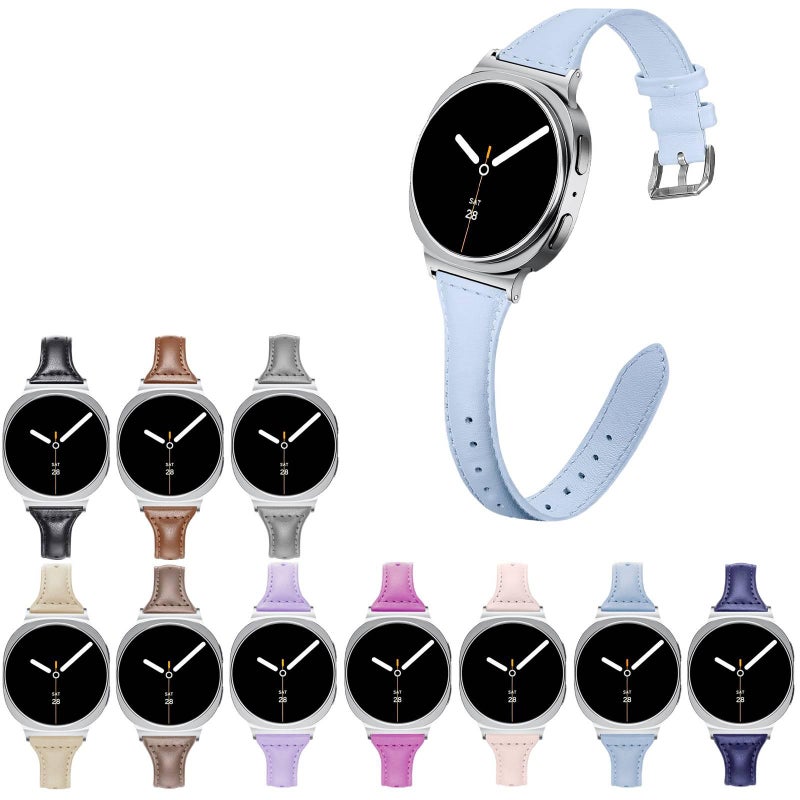 Adjustable Leather Classic Strap Smartwatch Band Compatible with Samsung Galaxy Watch 8 with Fit Replacement Strap for Daily Wear in Blue - Image 2