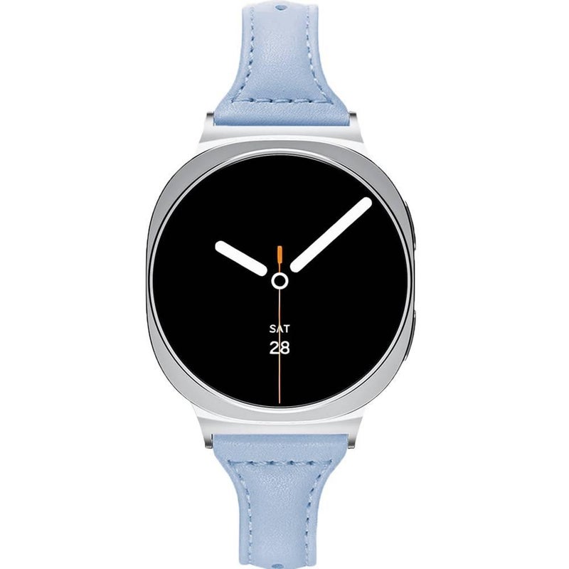 Adjustable Leather Classic Strap Smartwatch Band Compatible with Samsung Galaxy Watch 8 with Fit Replacement Strap for Daily Wear in Blue - Image 1