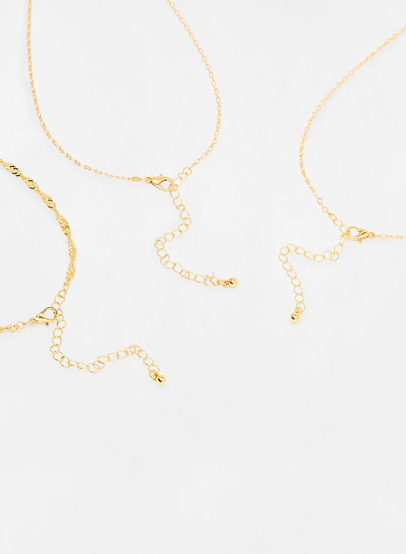 MANGO Girls Textured Necklace (Pack of 3)