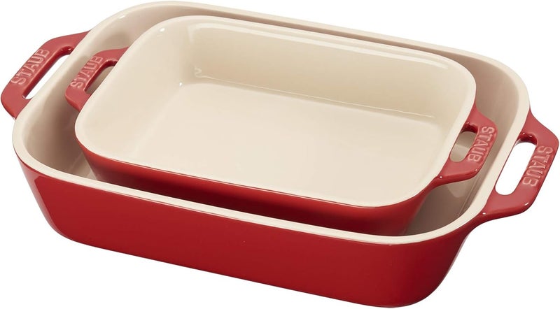 STAUB Ceramic Rectangular Baking Dish Set 2 pc Cherry - Image 1
